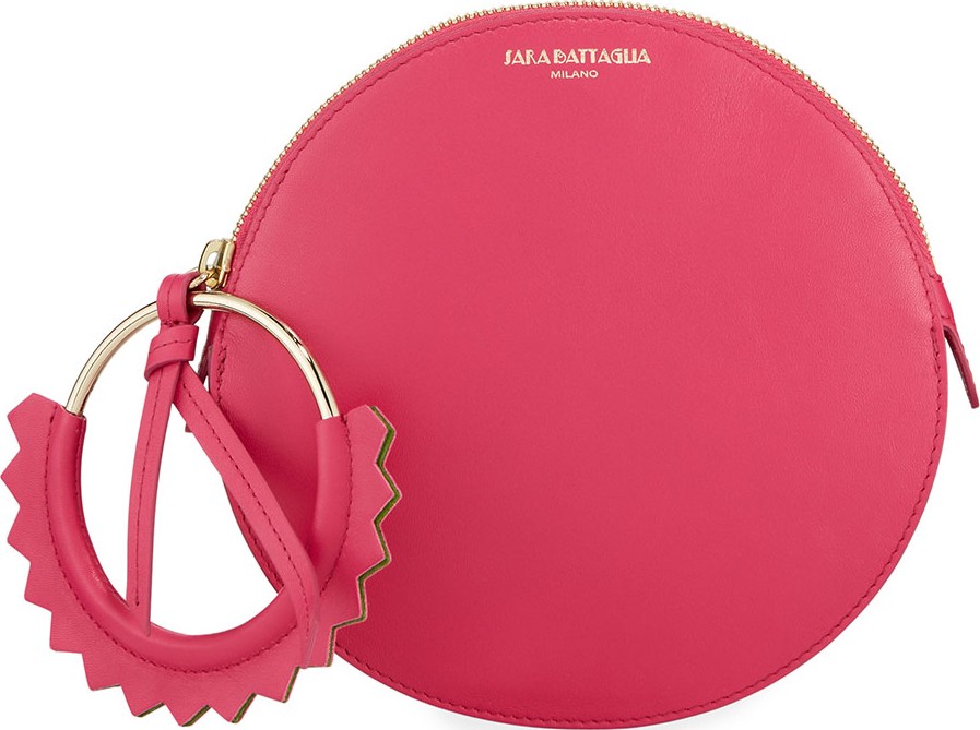 Sara Battaglia Helen Round Leather Wristlet Bag