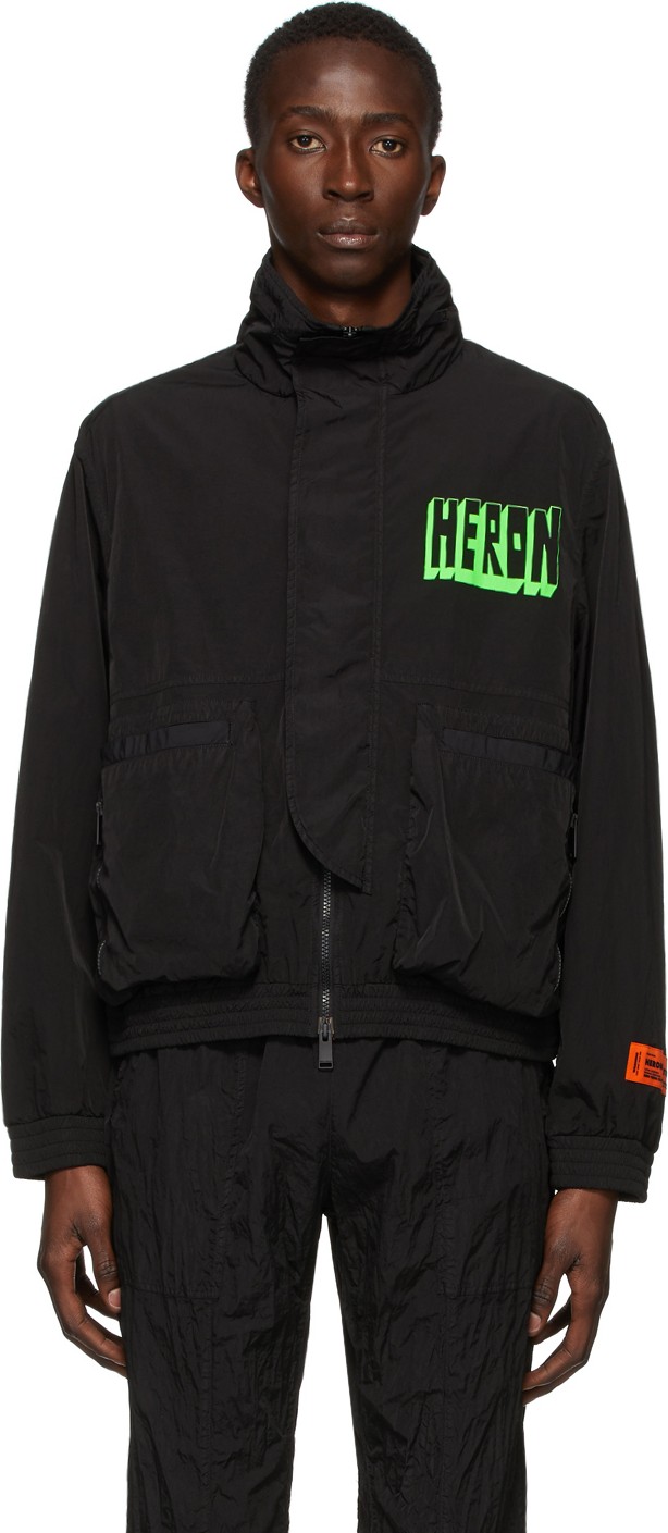 Heron Preston Black & Green Windbreaker Jacket
