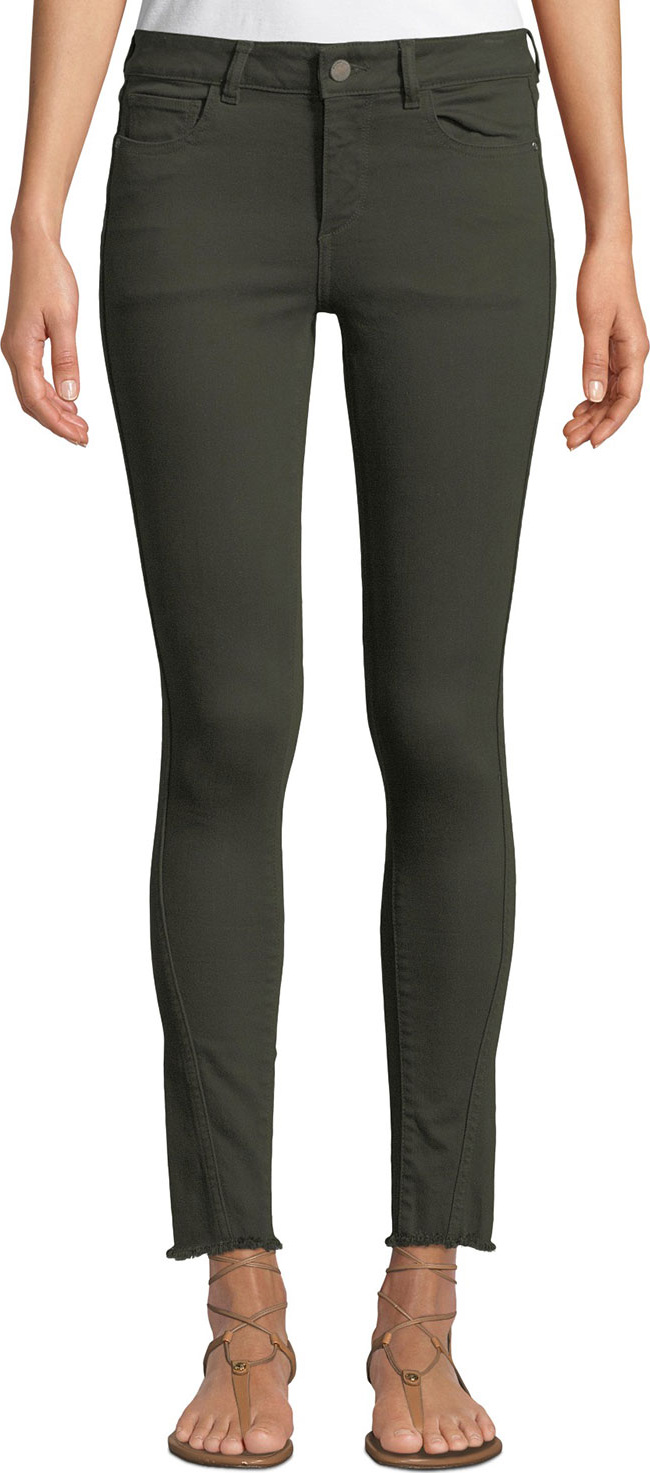 DL1961 Margaux Mid-Rise Instasculpt Frayed Skinny Jeans