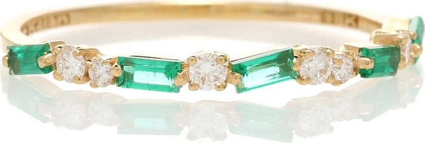 Suzanne Kalan 18kt gold ring with emeralds and diamonds