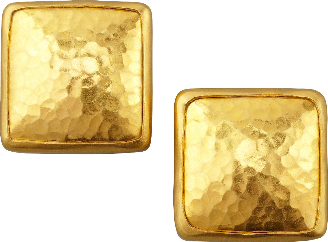 GURHAN Amulet 24k Gold Square Stud Earrings