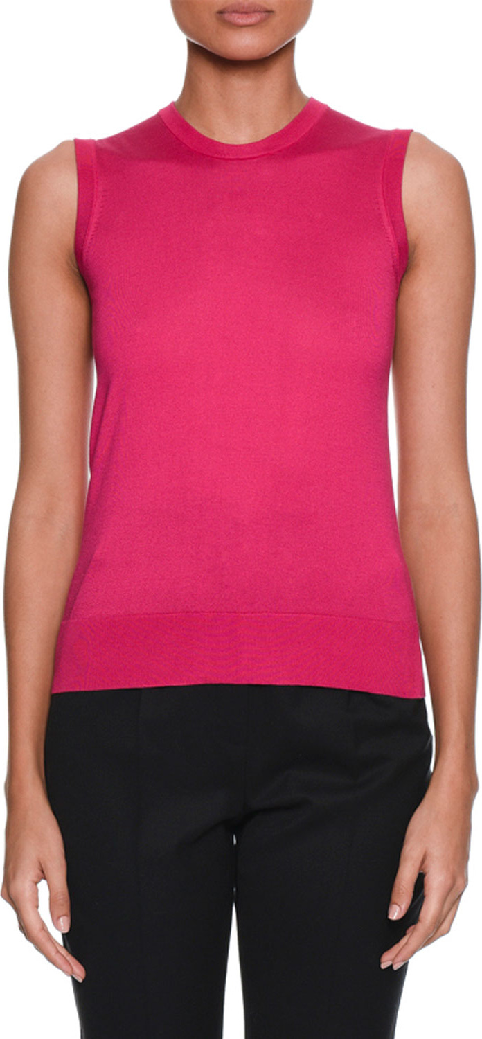Dolce & Gabbana Crewneck Sleeveless Silk-Knit Shell Top
