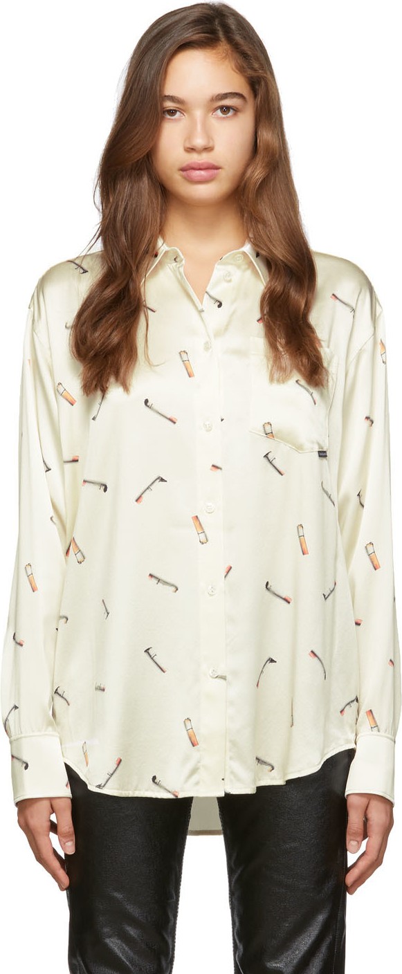 Alexander Wang Off-White Cigarette Printed Men's Shirt