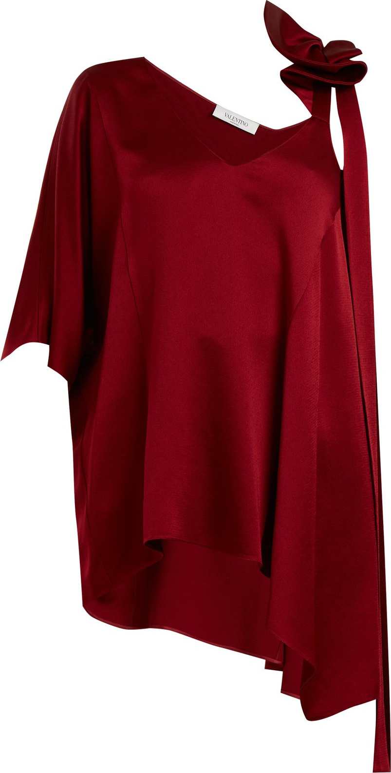 Valentino Asymmetric ruffled-shoulder top