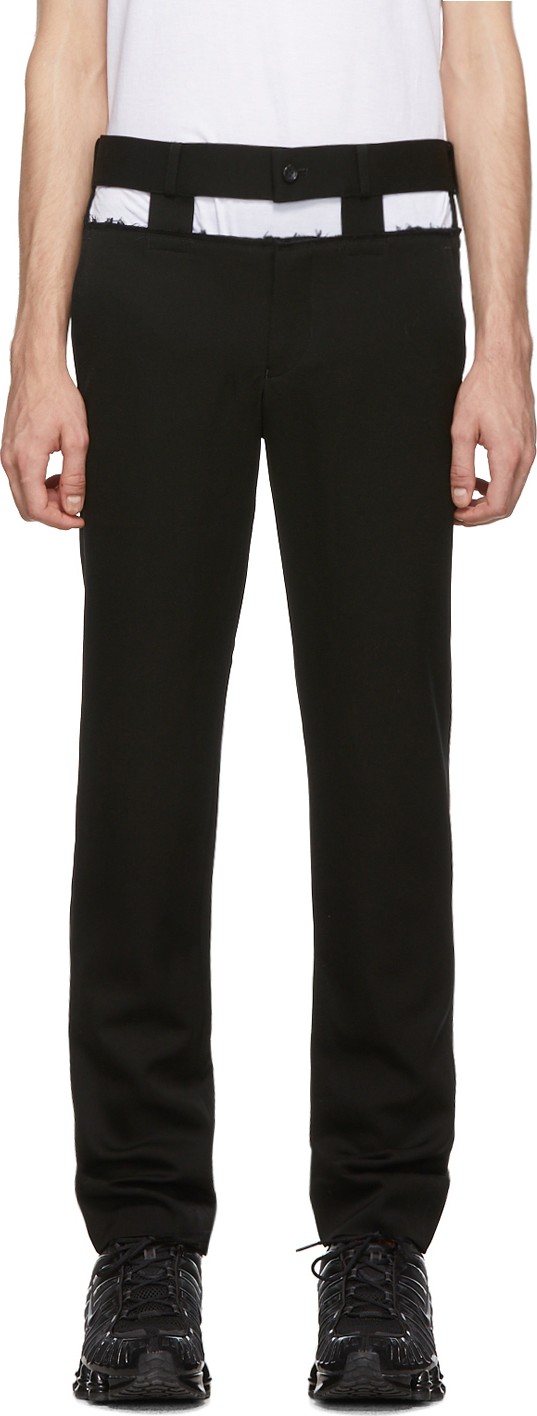 Comme Des Garçons Homme Plus Black Wool Cut-Out Waist Trousers