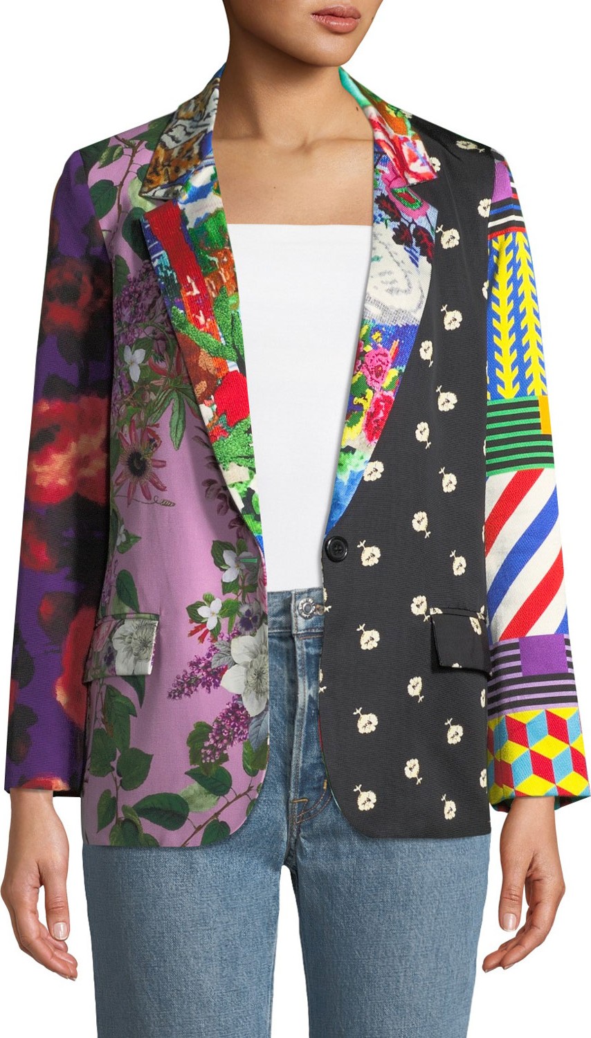 Libertine Mixed Print Long Blazer Jacket