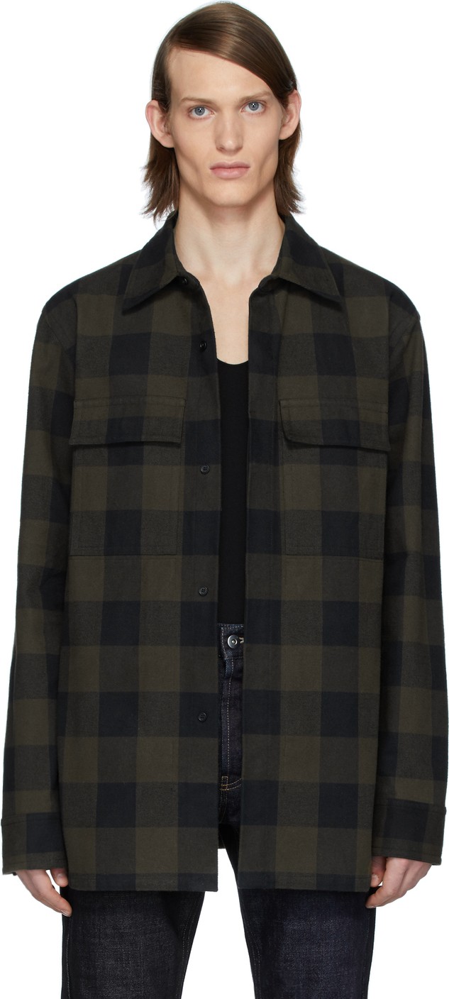 Bottega Veneta Khaki & Black Check Overshirt Bottega Veneta Khaki & Black Check Overshirt