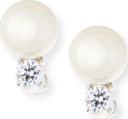 Fantasia by DeSerio 10mm Pearly Bead & Crystal Stud Earrings