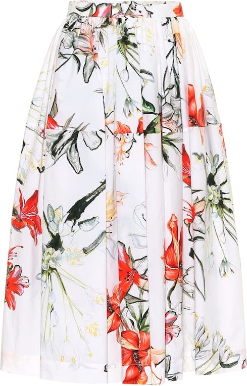 Alexander McQueen Floral cotton midi skirt