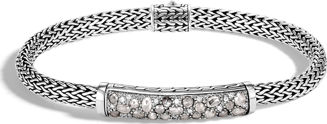 John Hardy Classic Chain Diamond Pave 5mm Bracelet, Size S