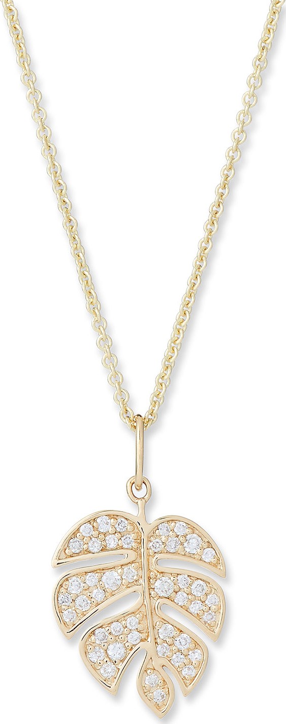 Sydney Evan 14k Medium Diamond Monstera Leaf Necklace