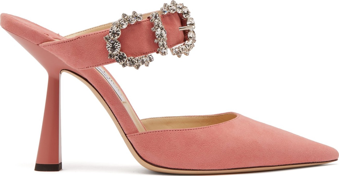 Jimmy Choo Smokey 100 crystal-buckle suede mules