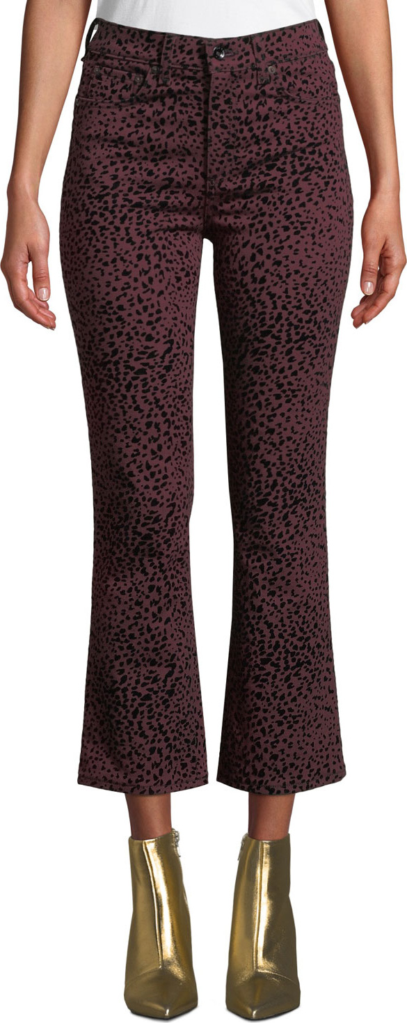 Rag & Bone Hana High-Rise Cropped Cheetah-Print Jeans