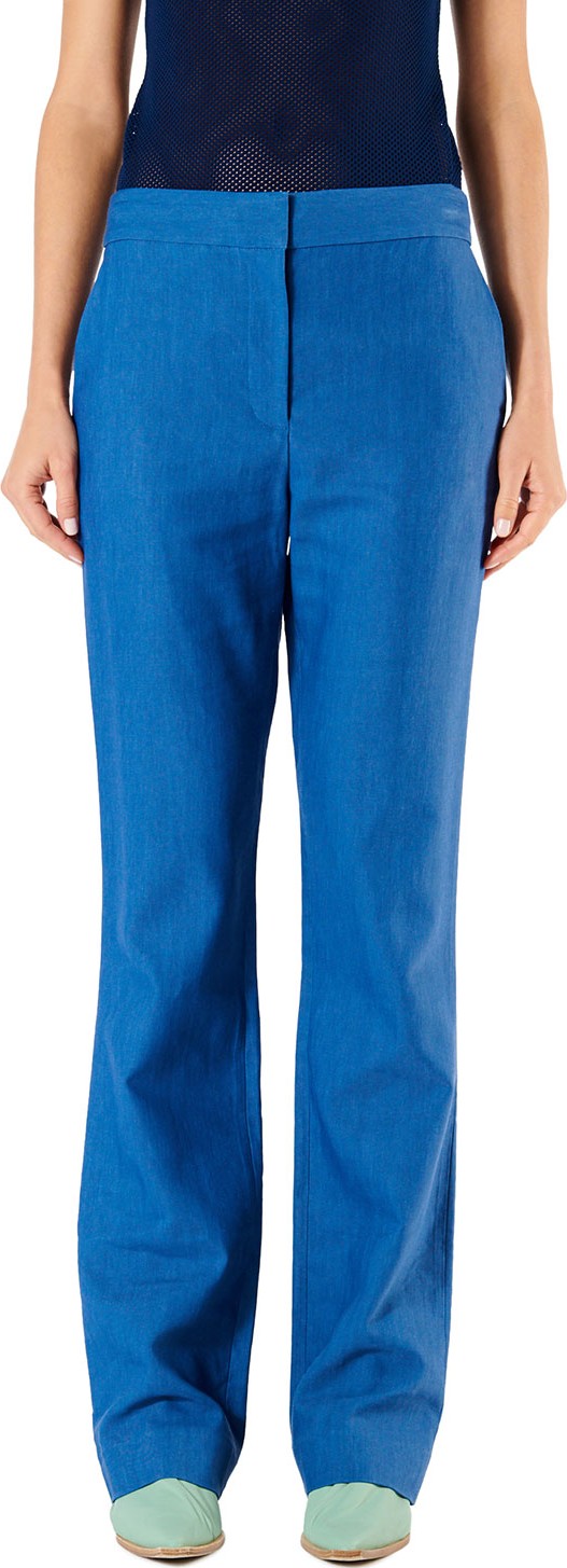 Tibi Jamie Linen-Viscose Suiting Boot-Cut Pants