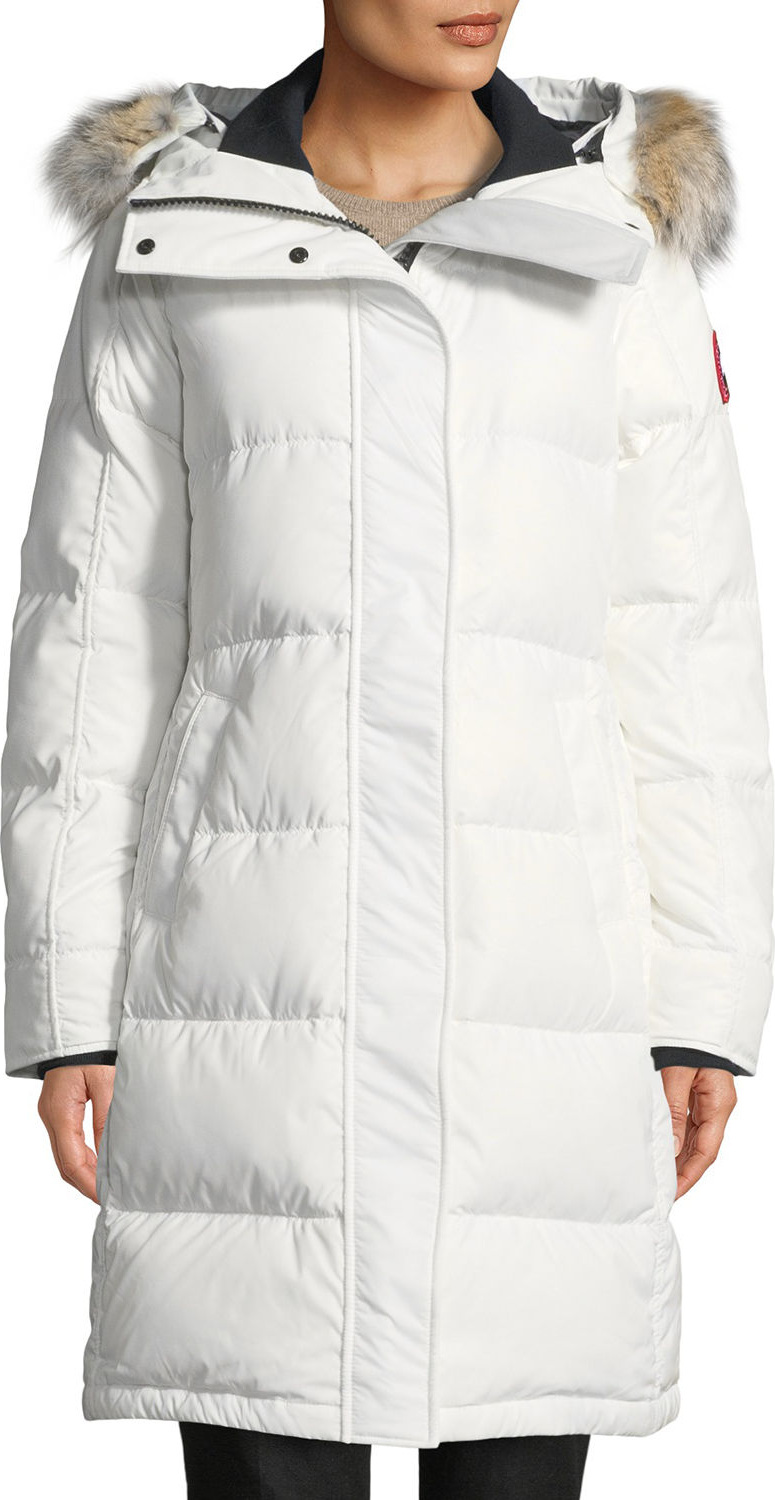 Canada Goose Rowley Hooded Quilted Parka Jacket w/ Fur Trim