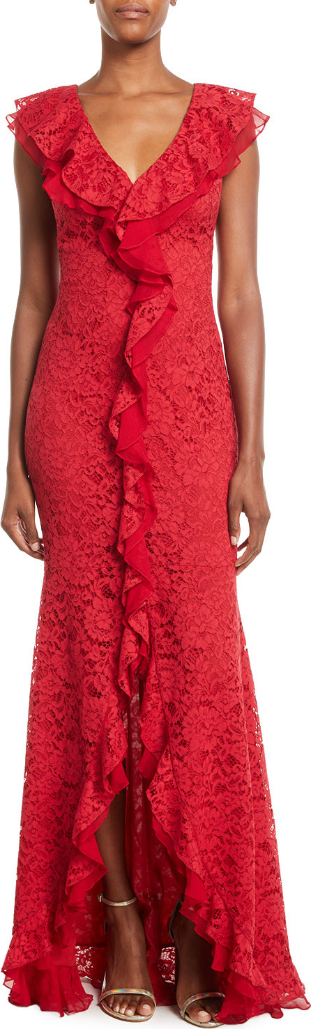 ZAC Zac Posen Aiden Lace Gown w/ Ruffles