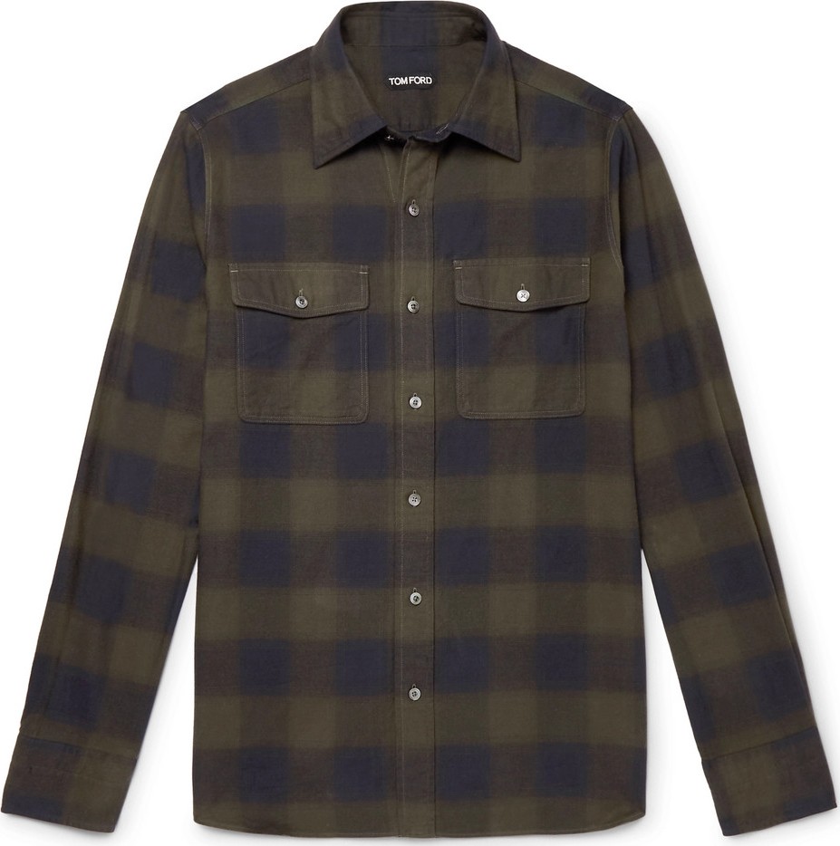TOM FORD Slim-Fit Checked Cotton Shirt