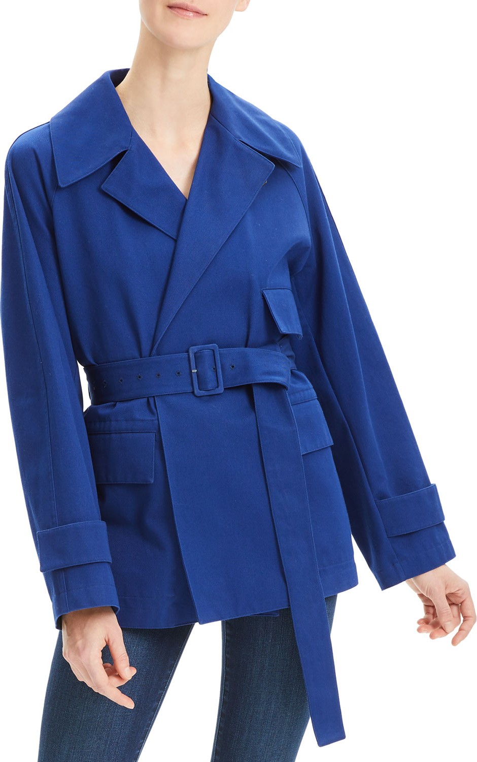 Theory Diagonal Twill Belted Utility Trench Coat