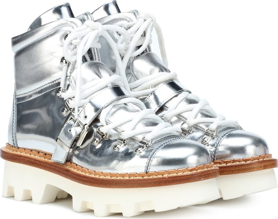 Moncler Metallic leather ankle boots