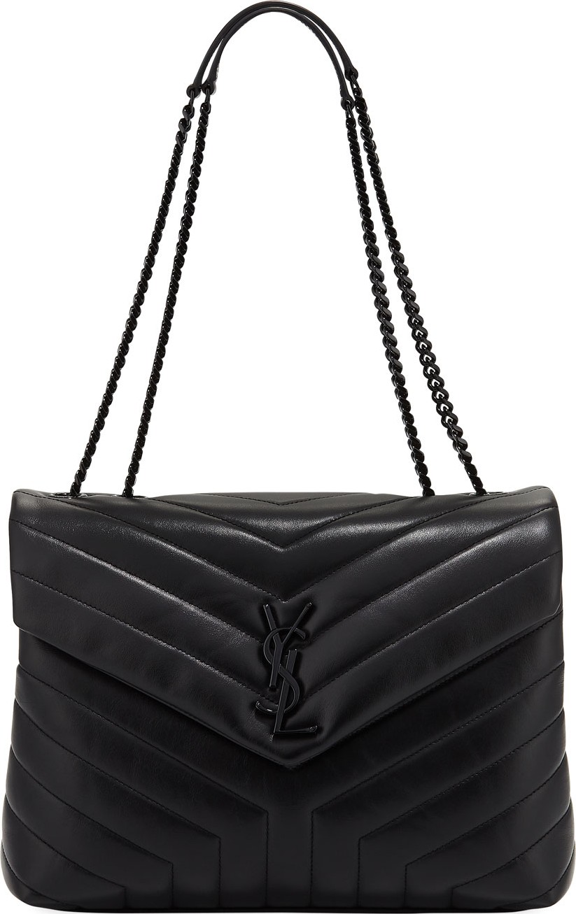 Saint Laurent Loulou Monogram Medium Chain Bag with Black Hardware