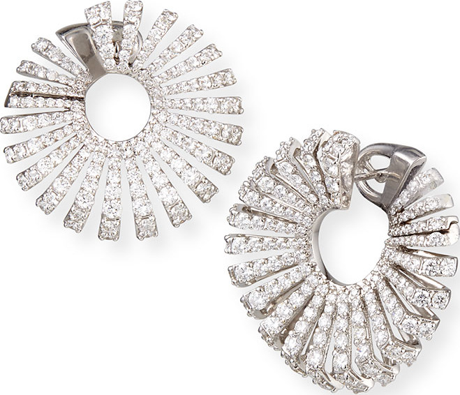 Miseno Ventaglio 18k White Gold Round Diamond Earrings