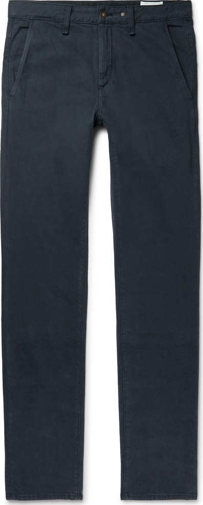 Rag & Bone Midnight-Blue Fit 2 Slim-Fit Cotton and Linen-Blend Trousers