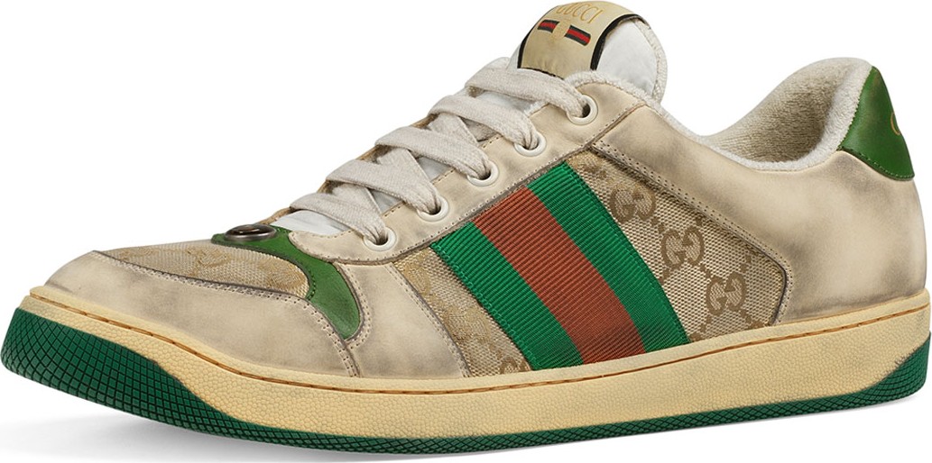 Gucci Men's Distressed GG Canvas and Leather Sneakers
