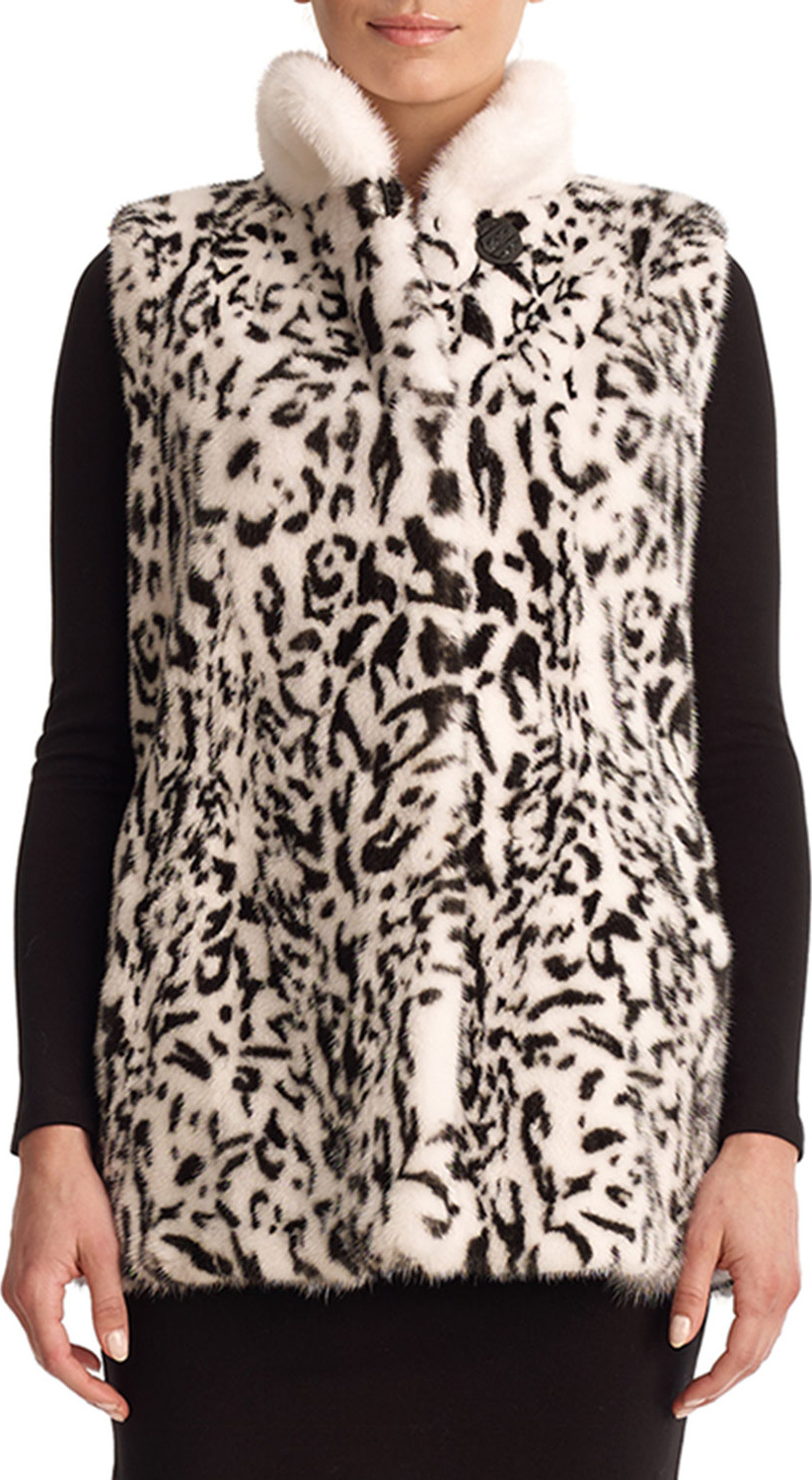 Gorski Leopard-Print Reversible Mink Fur Vest