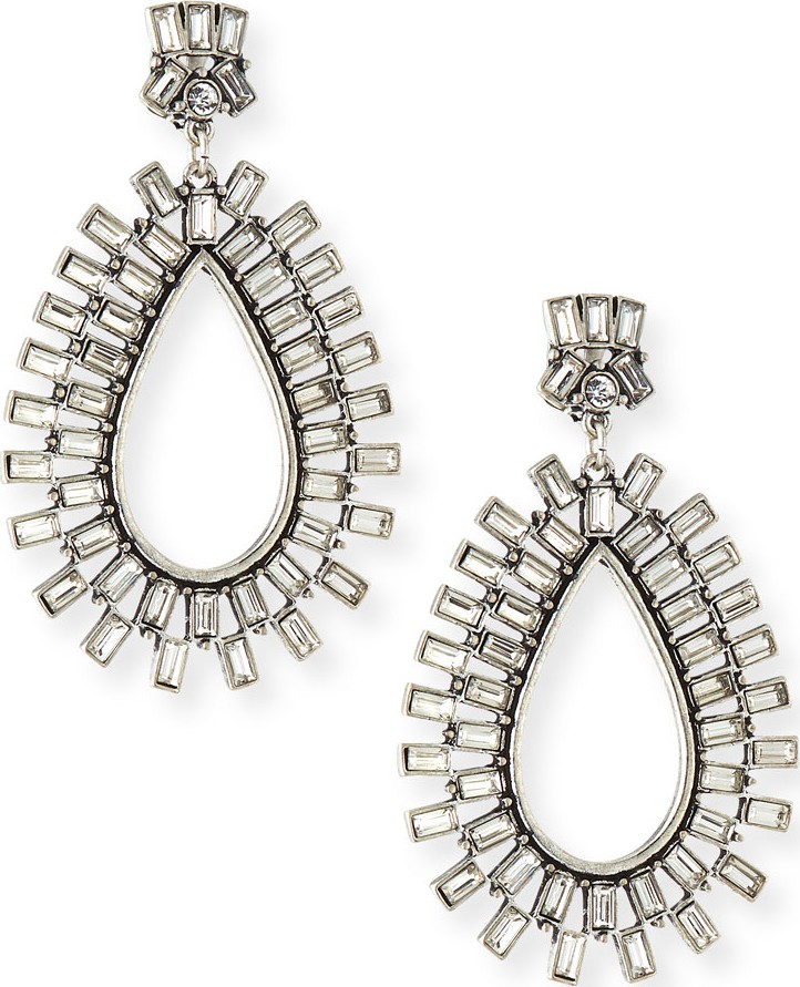 Sequin Baguette Burst Crystal Drop Earrings