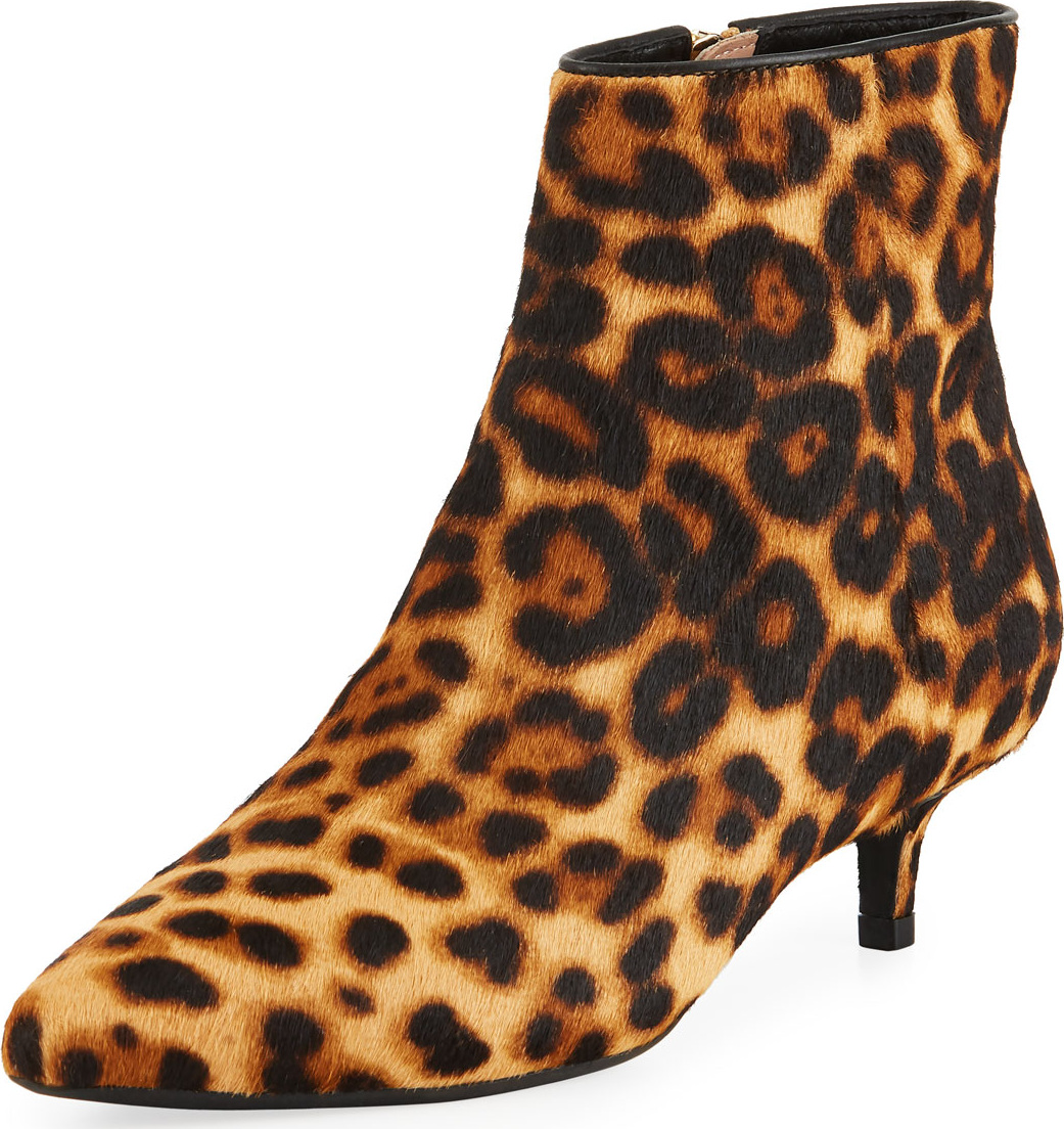 Taryn Rose Nora Leopard-Print Kitten-Heel Booties