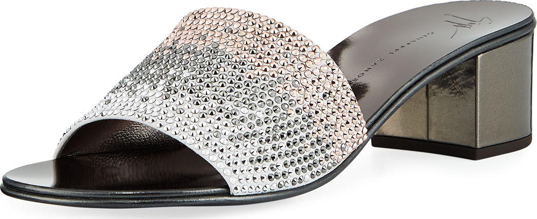 Giuseppe Zanotti Ombré Crystal Slide Sandals