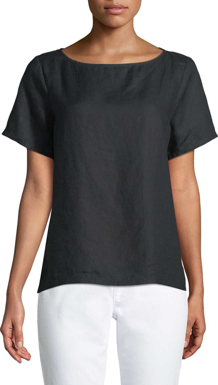 Eileen Fisher Organic Handkerchief Linen Short-Sleeve Top