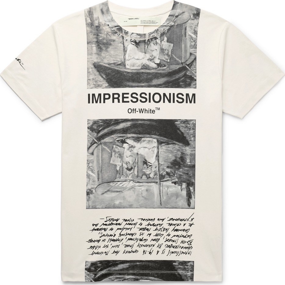 Off White Printed Cotton-Jersey T-Shirt