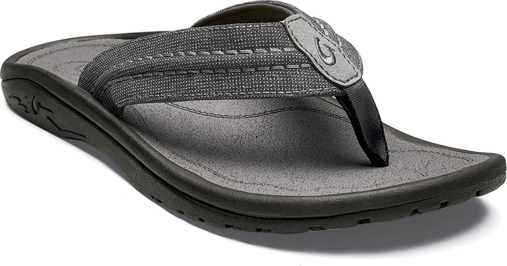 Olukai Men's Hokua Mesh Faux-Leather Flip-Flop Sandals, Clay/Charcoal