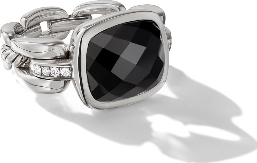 David Yurman Wellesley Silver Color Ring w/ Black Onyx