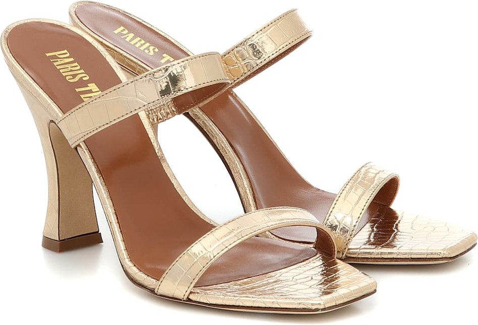 Paris Texas Croc-effect metallic leather sandals