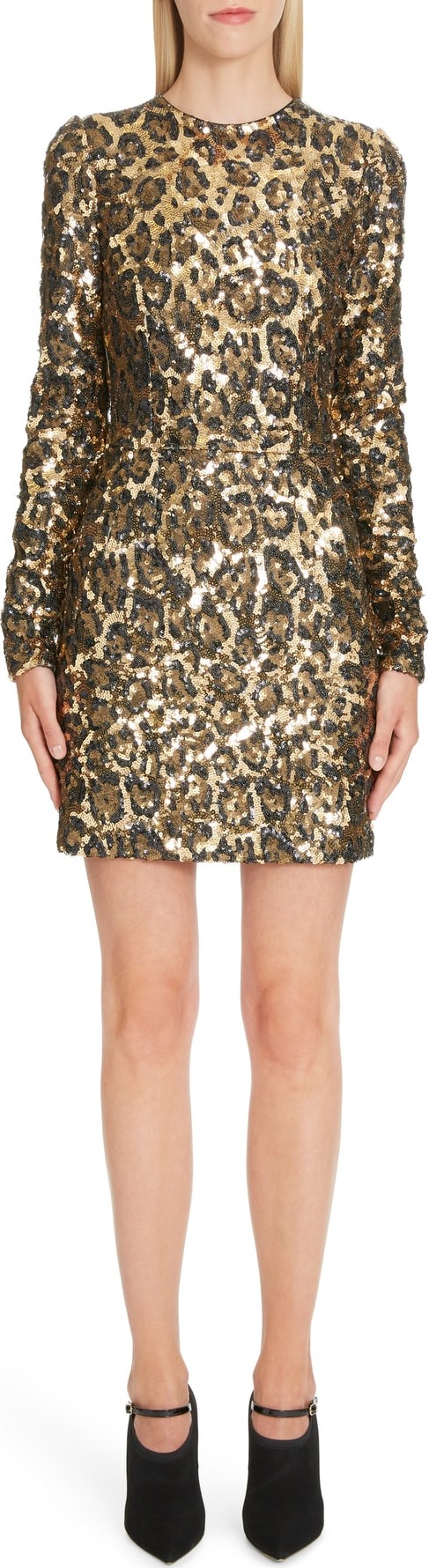 Dolce & Gabbana Sequin Leopard Print Sheath Dress