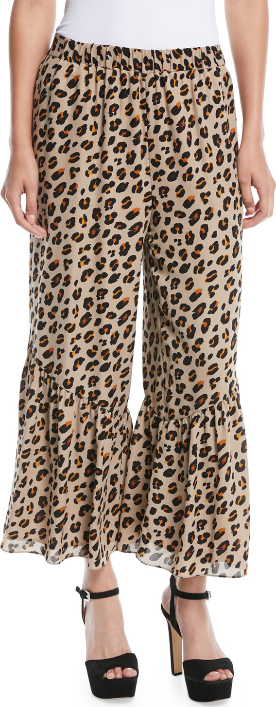 KOBI HALPERIN Leah Bell-Hem Animal-Print Silk Pants