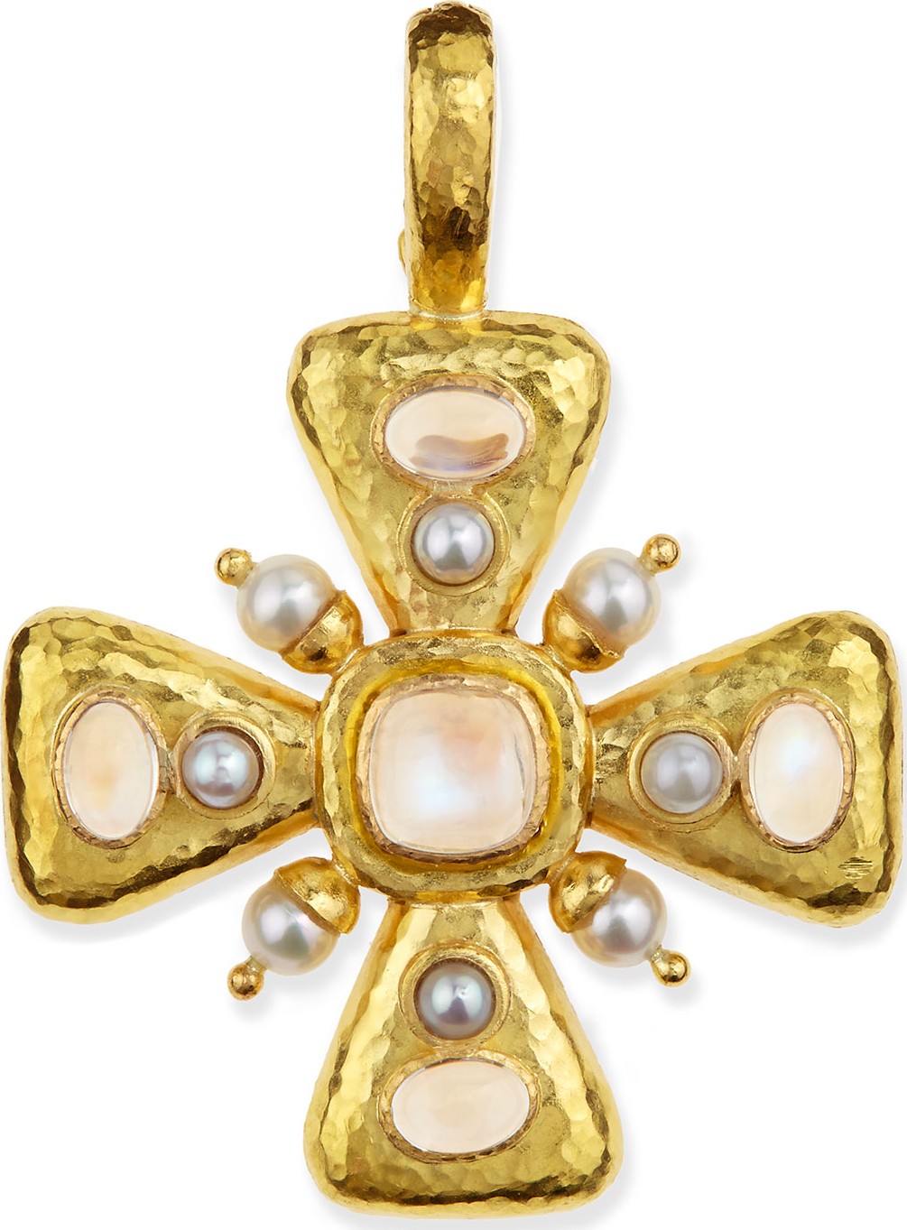Elizabeth Locke Moonstone & Pearl Maltese Cross Pendant