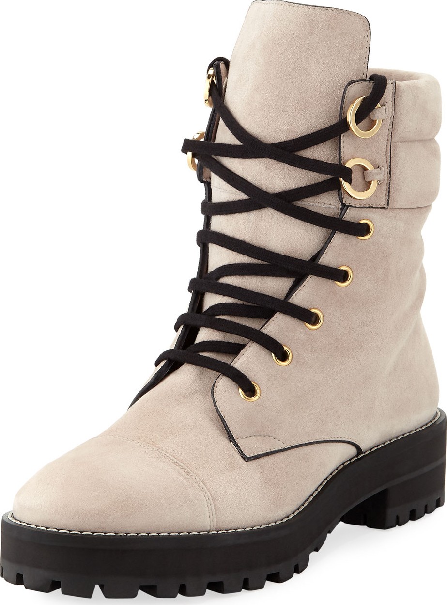 Stuart Weitzman Lexy Suede Lace-Up Hiker Boots