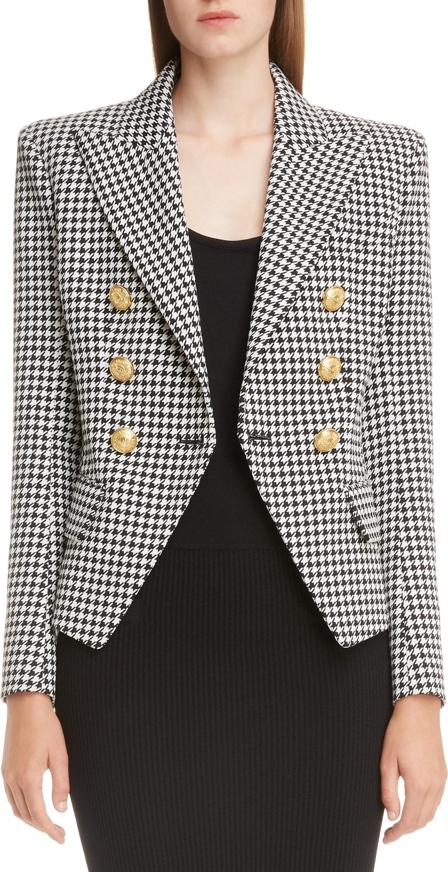 Balmain Double Breasted Houndstooth Blazer