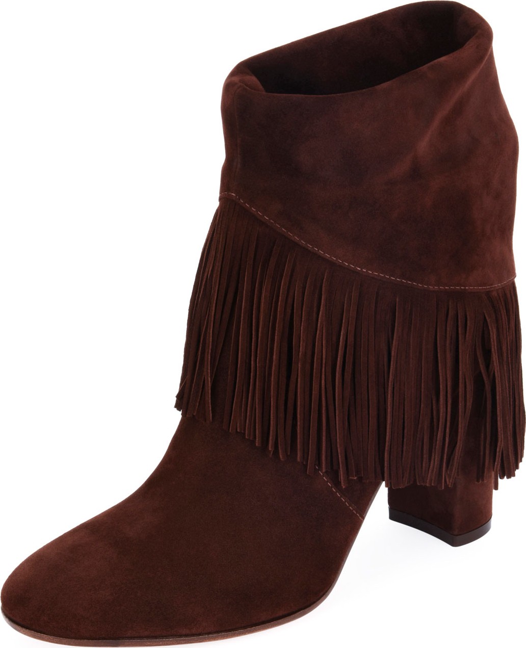 Gianvito Rossi Suede Fringe Pull-On Booties