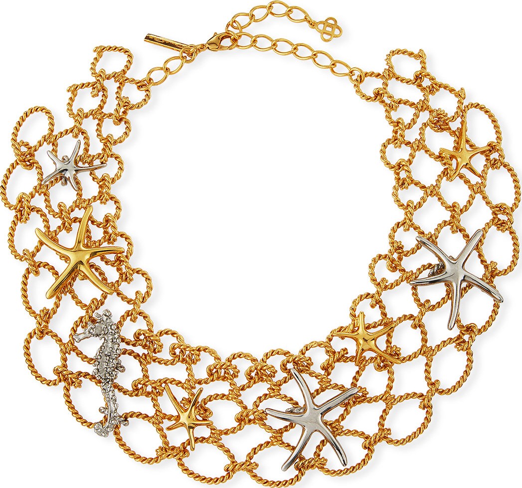 Oscar De La Renta Fishnet Starfish Necklace