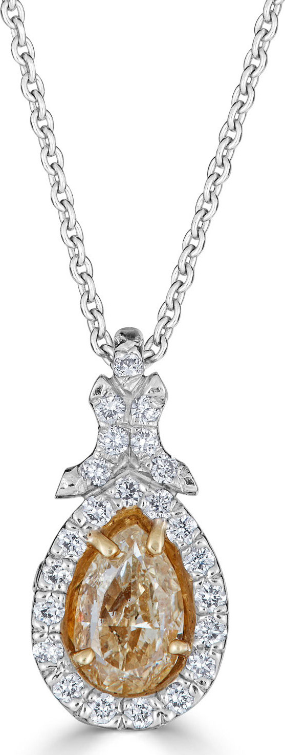 ZYDO Limoncello Platinum, 18k Gold & Pear Diamond Pendant