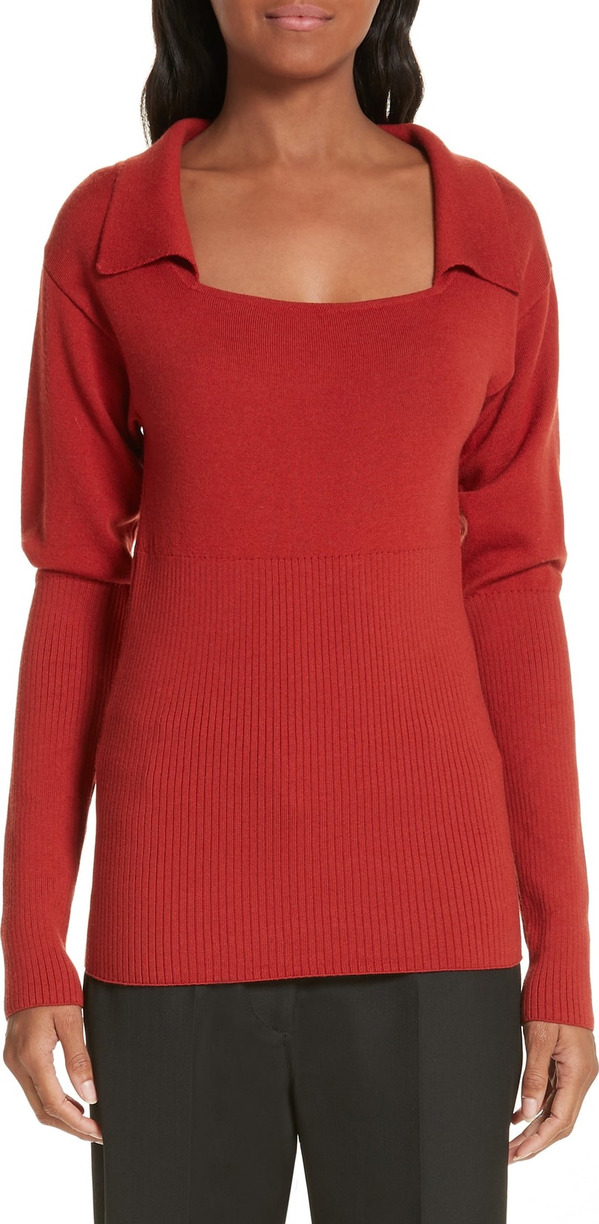Jacquemus Square Neck Wool Polo Sweater