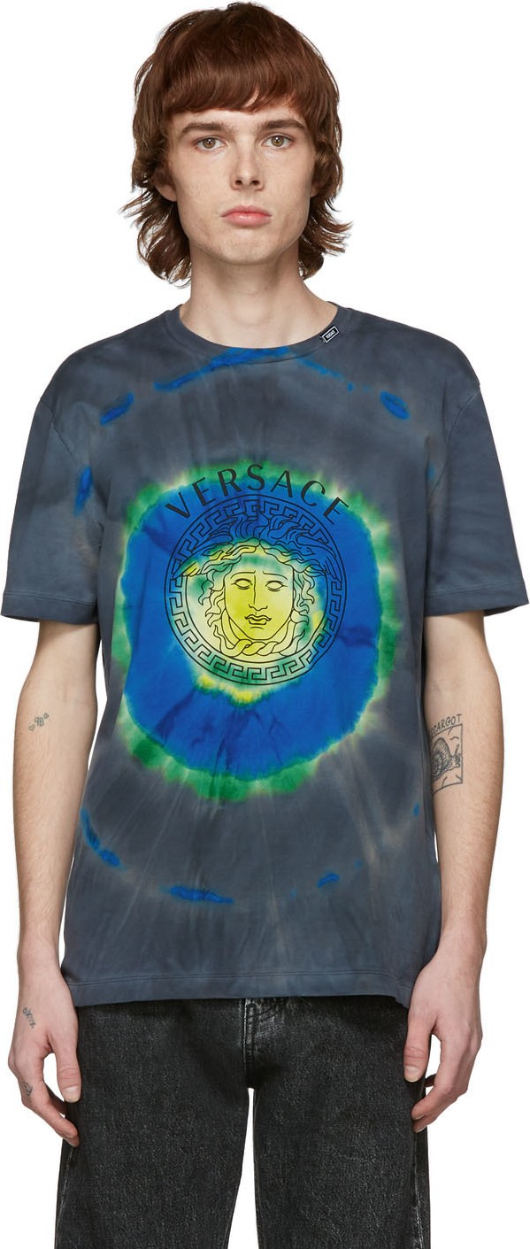 Versace Green & Multicolor Tie-Dye Medusa T-Shirt