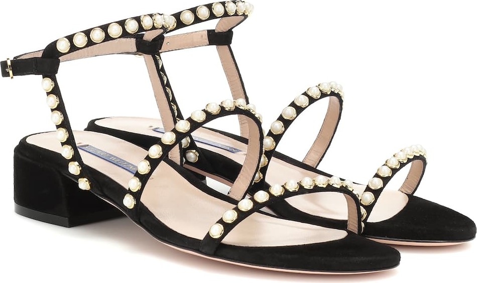 Stuart Weitzman Pierette embellished suede sandals