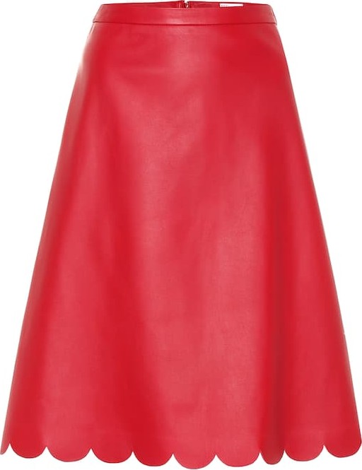 RED Valentino Scalloped A-line leather skirt
