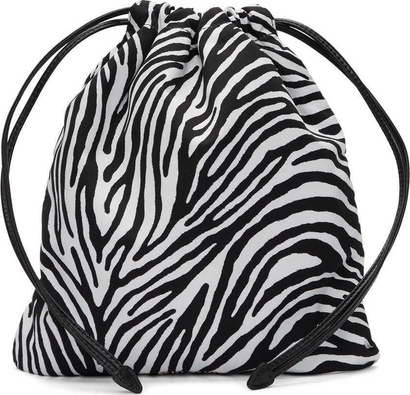 Miu Miu Black & White Zebra Printed Faille Pouch