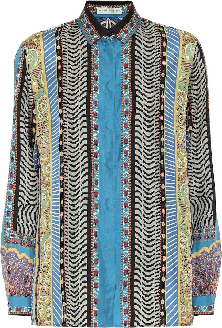 Etro Printed silk-twill shirt
